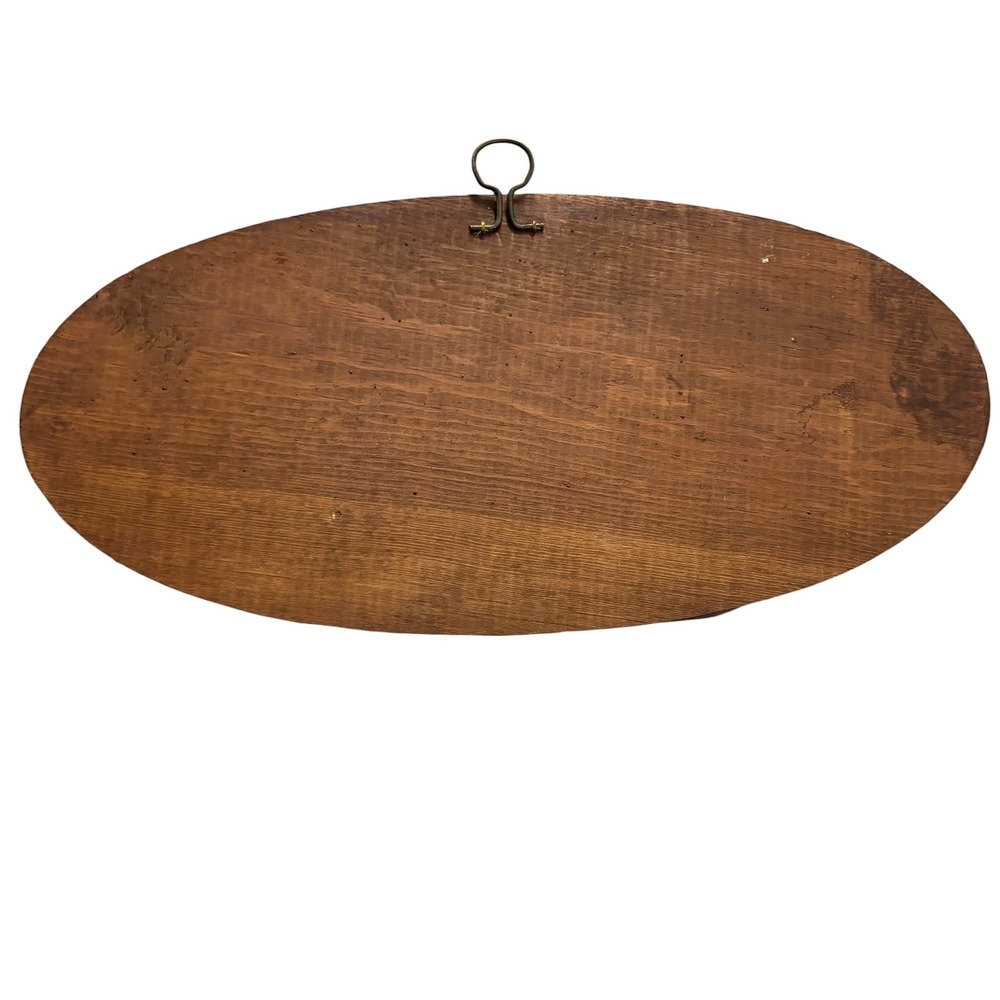 Vintage God Bless Our Home Oval Wood Wall Plaque Engraved Floral Wheat 14 Inch - Picture 2 of 8